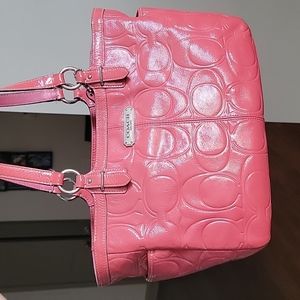 Pink Patent Leather Coach Shoulder Bag